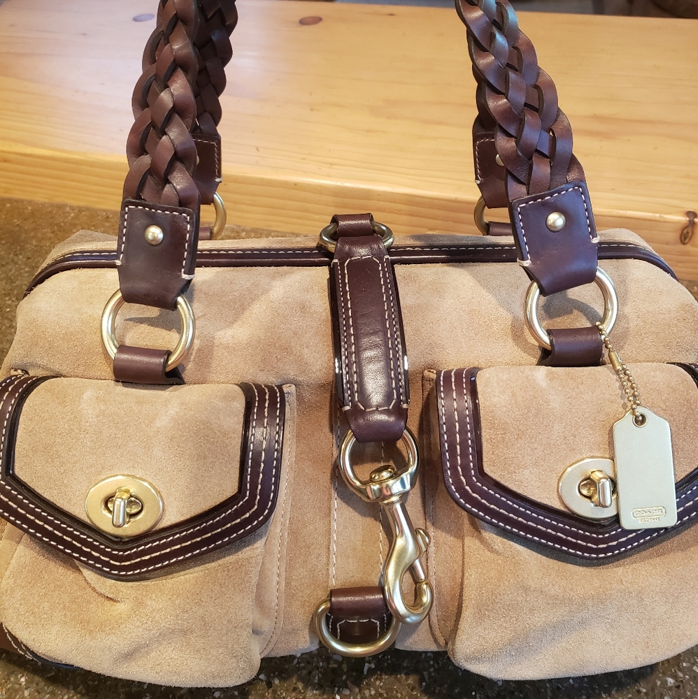 COACH suede apothecary handbag